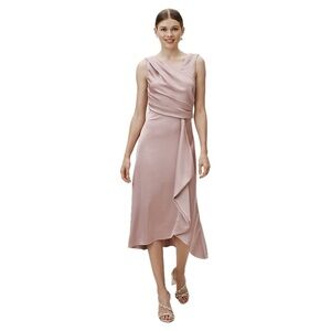 BHLDN Anthropologie Alston Satin Blush Pink Midi Dress Bridesmaid Wedding Size 2